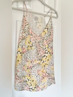 LOFT Floral V-Neck Spaghetti Strap Cami in Yellow, Pink, White - Size XL - NWOT